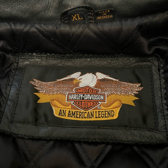 Harley Davidson Moto Jacket Mens Embossed Eagle Motorcycle Biker Black Leather - Picture 6 of 6